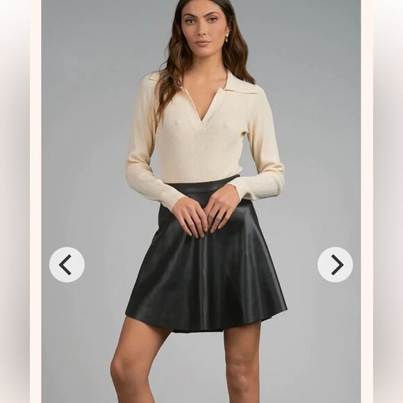 Elan vegan leather black A line mini skirt small new with tags - Picture 1 of 7